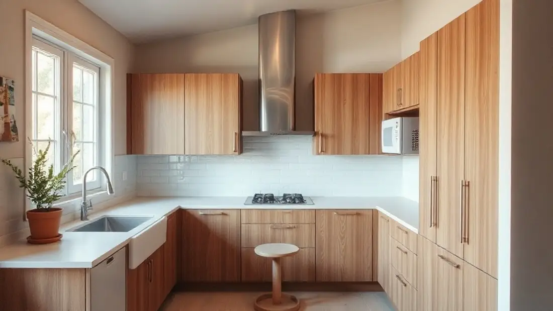 Modern kitchen remodel with new wood cabinets and countertops